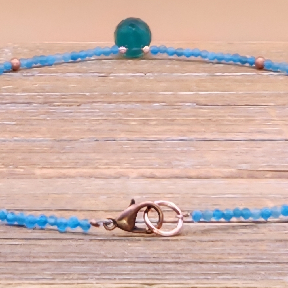 Apatite, London Blue Topaz and Copper Beaded Necklace - Picture 3 of 5